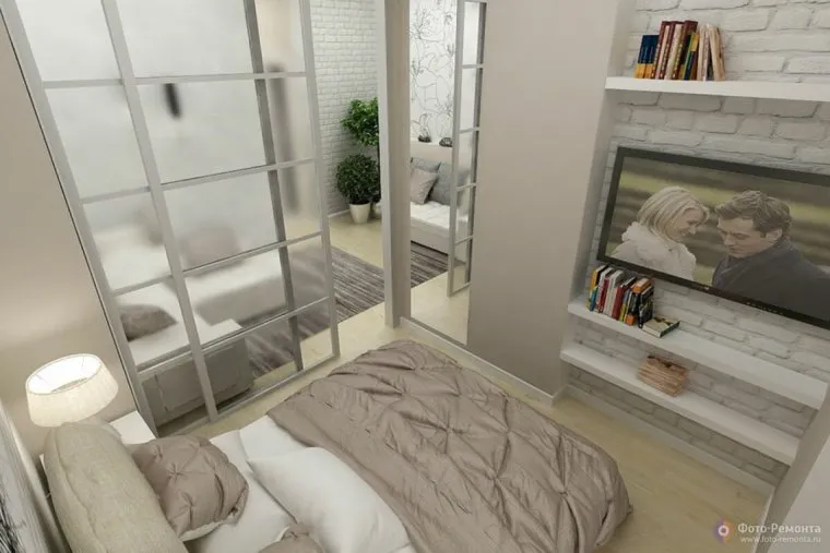 Спальня-гостиная с раздвижной перегородкой