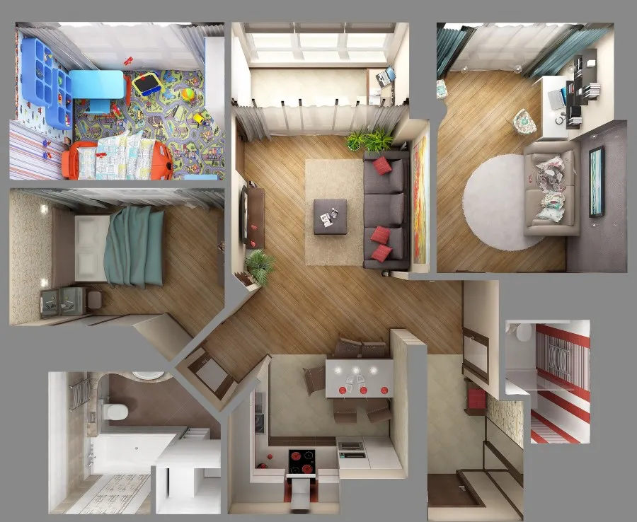 Дизайнерская планировка двухкомнатной квартиры