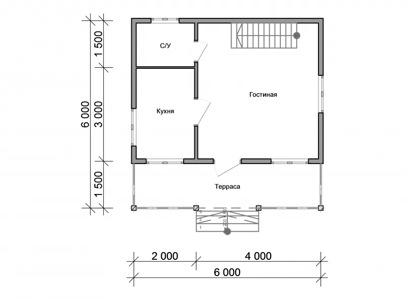 Планировка одноэтажных домов из пеноблоков 6х6